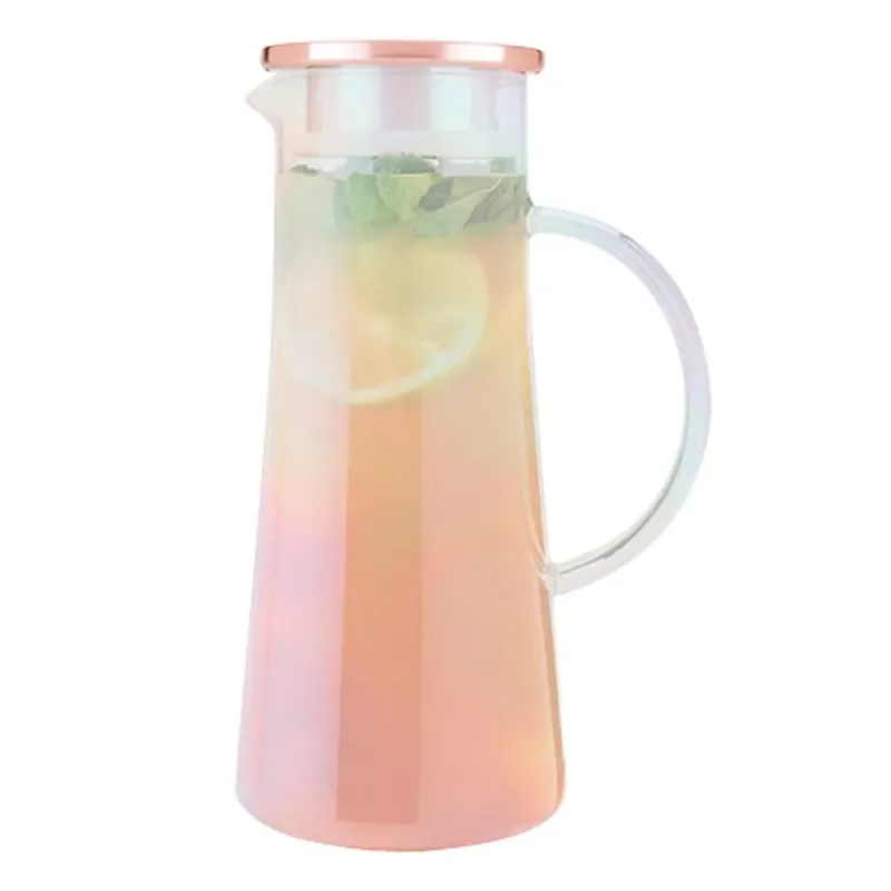 

Charlie Glass Iced Tea Pitcher with Lid - Infusion Pitcher with Strainer for Loose Leaf Tea - 1.5liter Iridescent Glass and Stai