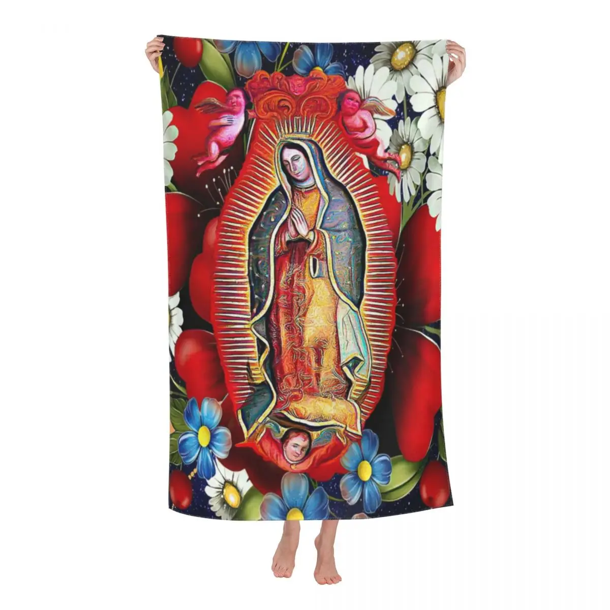

Quick Drying Microfiber Quick Dry Beach Towel Breathable Mexico Catholic Saint Pool Bathroom Towels Home Decor Travel Women Men