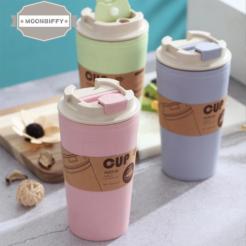 

Портативная чашка 420 мл, зеркальные кофейные чашки из бамбукового волокна, экологичные Нескользящие однотонные дорожные автомобильные кру...