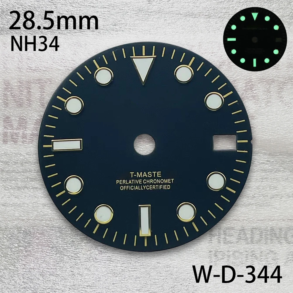 28 5 мм S логотип GMT циферблат подходит для механизма NH34 зеленый светящийся черный