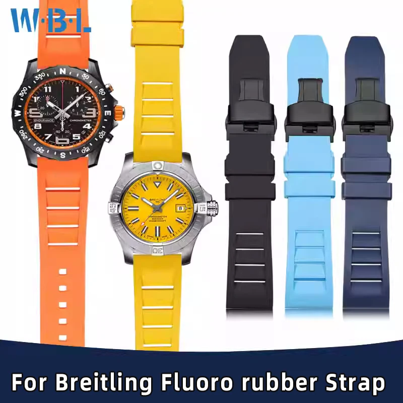 

Quick release soft men For Breitling Avenger fluoro rubber watchband Super Ocean silicone watch strap 20mm 22mm Butterfly clasp