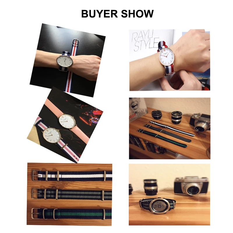 Unisex Nylon Watch Band 10Pcs Nato Military Sport Strap 16mm 18mm 20mm 22mm Woven Nylon Loop Substitute dw Watch Accessories