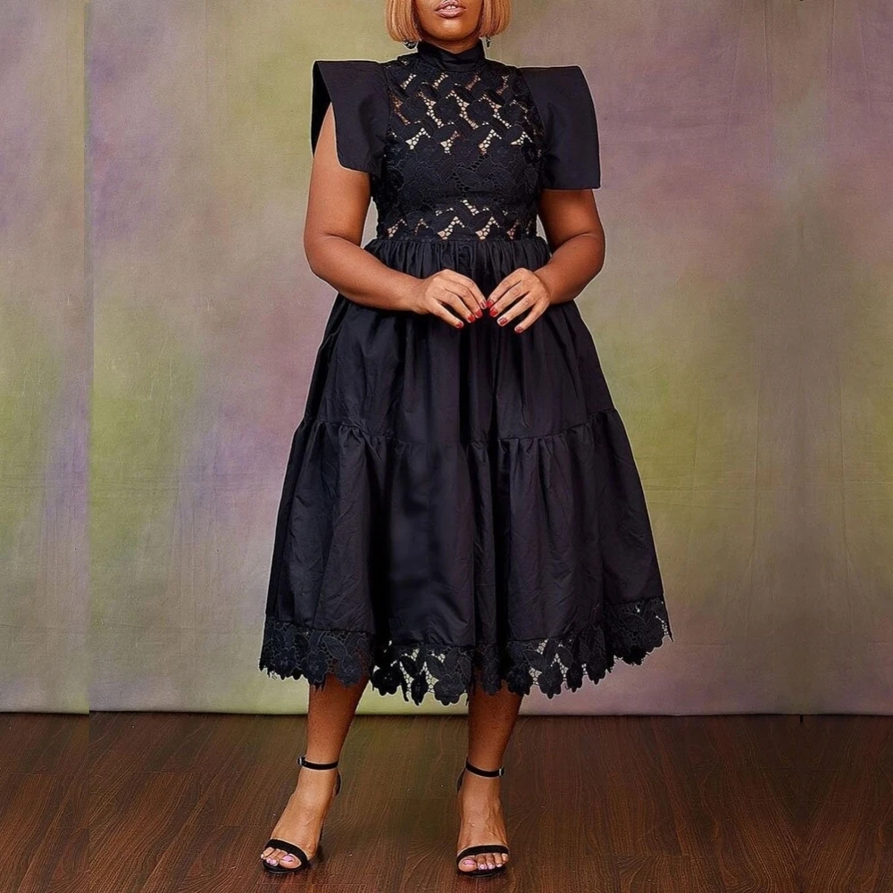 

2021 Dashiki Patchwork Pleated African Clothes Plus Size Africa Clothing Christmas Robe African Black Dresses For Women Dress