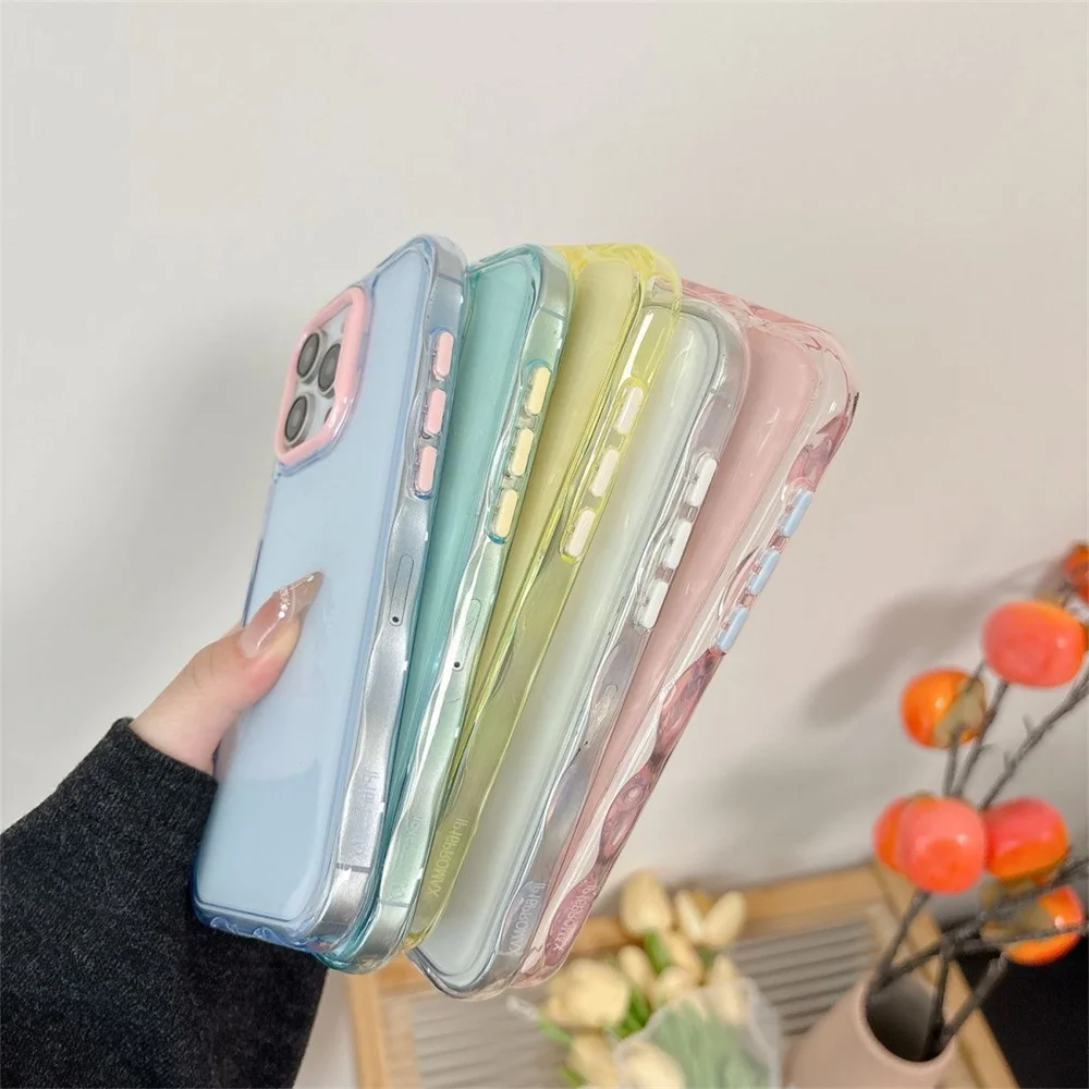 Фото Чехол 16E 16 Pro Max Jelly Color Cover для iPhone 15 Pro Max 14 Plus 11 12 13 Прозрачная рамка с жесткой задней частью противоударный чехол для телефона Coque №4