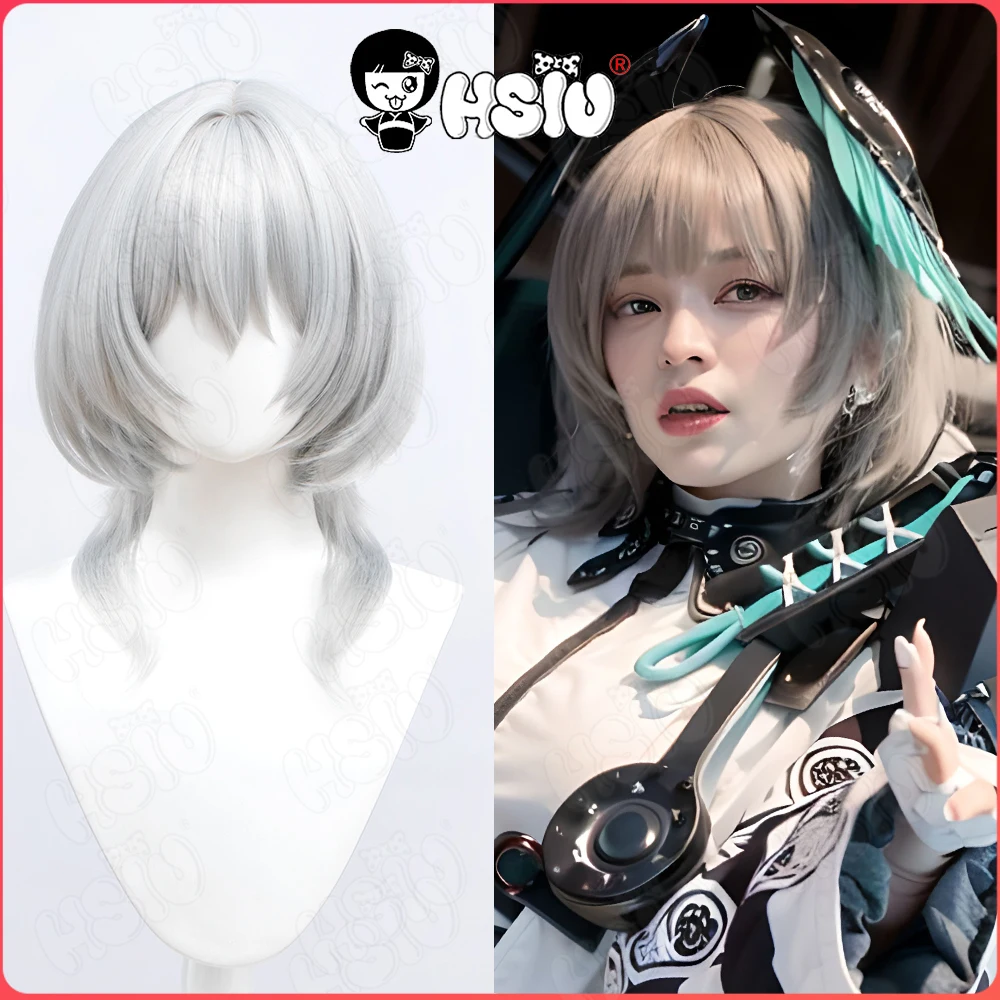 

Game Arknights Cosplay Wig Hoolheyak Cosplay Wig HSIU 45CM Silver gray short hair Heat Resistant Synthetic Wig Hoolheyak Cosplay