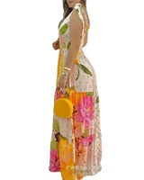 chaxiaoa 1 piece summer 2022 womens sleeveless floral print v neck elegant holiday long dress