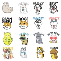 15 cute animal heat transfer stripe patches diy iron on children t shirt decoration custom cat and dog printing unique stickers