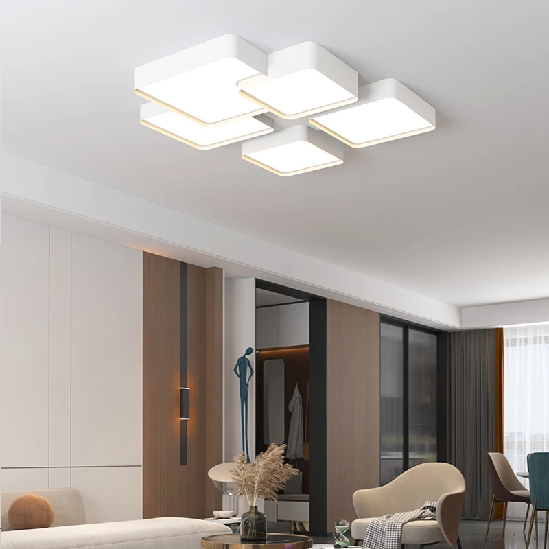 Квадратные светодиодные потолочные лампы в нордическом минималистичном дизайне