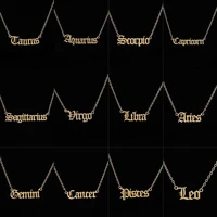 tulx old english 12 zodiac sign necklaces for women men stainless steel jewelry 12 constellations pendant necklace