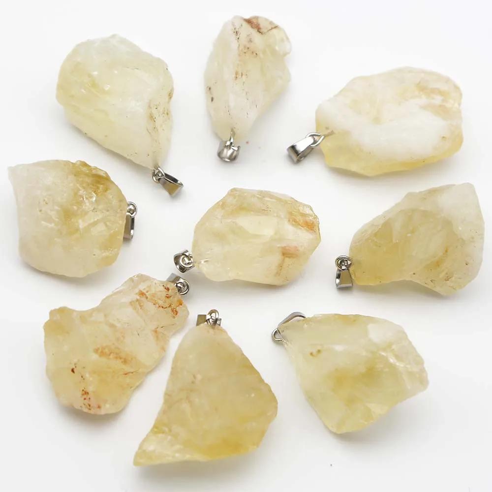 

Irregularity Natural Citrine Necklace Pendant Rough Raw Stone Ornament Simplicit Ypendant Rock Specimen Jewelry Accessories10Pcs