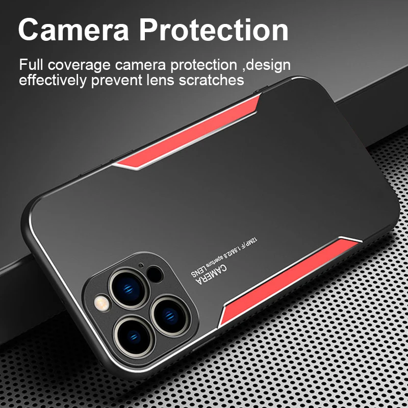 Luxury Shockproof Armor Aluminum Metal Back Case For iPhone 13 12 11 Pro Max Mini X XS XR SE 2022 7 8 Plus Silicone Bumper Cover