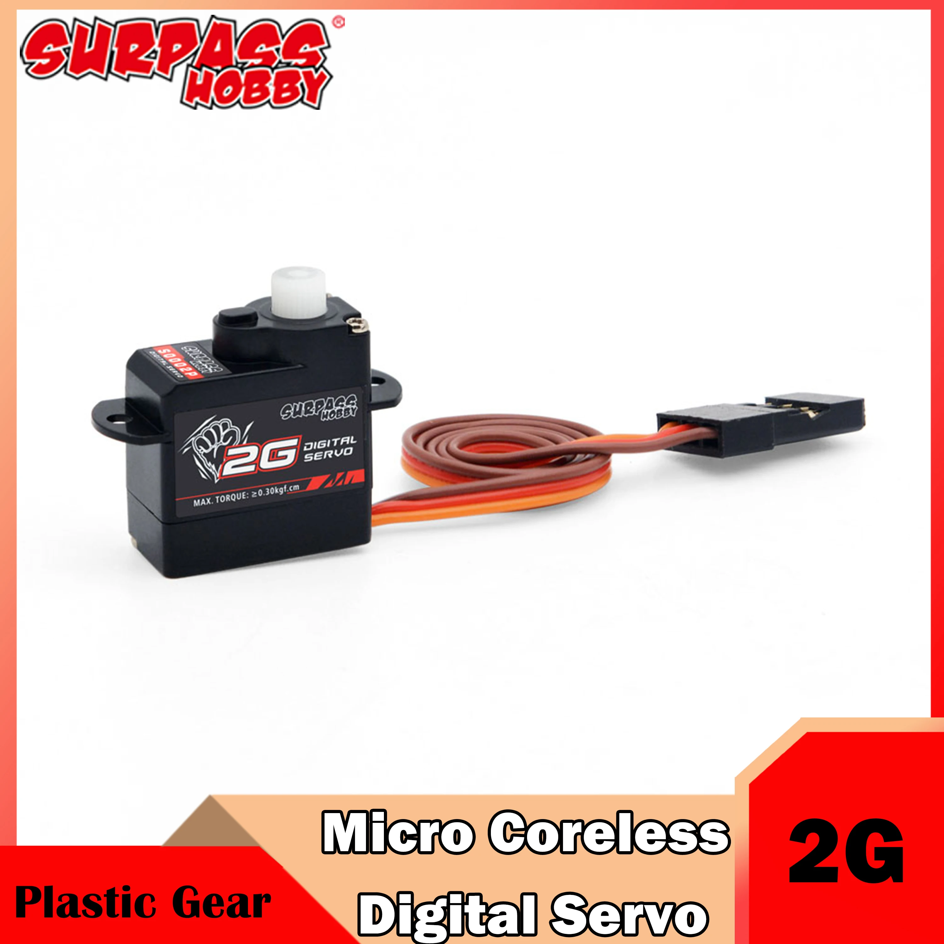 

Surpass Hobby 2g Micro Digital Plastic Gear Servo Mini Coreless Motor for Rc Car Model Plane Boat Fixed-wing Robot Helicopter