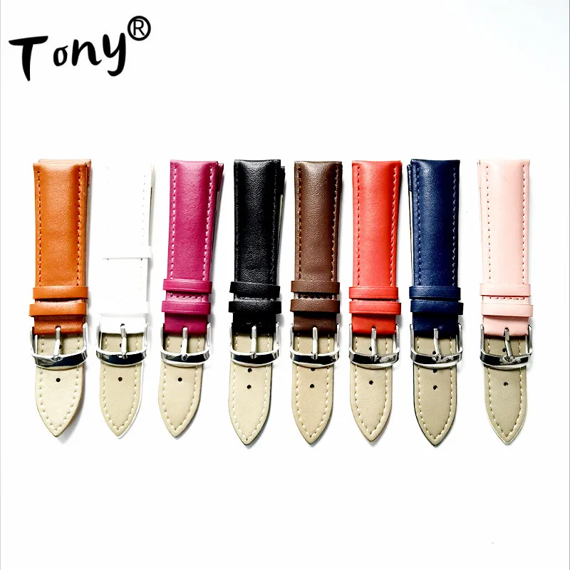 Wholesale 10PCS/Lot Genuine Leather (Split Leather) 12mm 14mm 16mm 18mm 20mm 22mm Watch Band Watch Strap 8 Colors Available