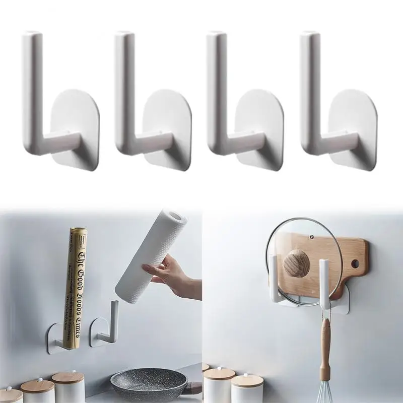 

Многофункциональные крючки L-образной формы под шкаф, стойка для бумажных полотенец, самоклеящиеся кухонные клейкие крючки, настенный держ...