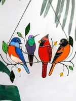 colored window bird pendant acrylic tropical birds hanging wind chime room family door crafts balcony garden decor accessories