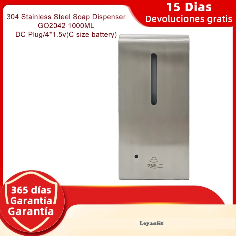 

304 Stainless Steel Hand Sanitizer Soap Dispenser Infrared Sensor Wall Mounted Electric Gel Soap Dispenser Touchless 1000ML