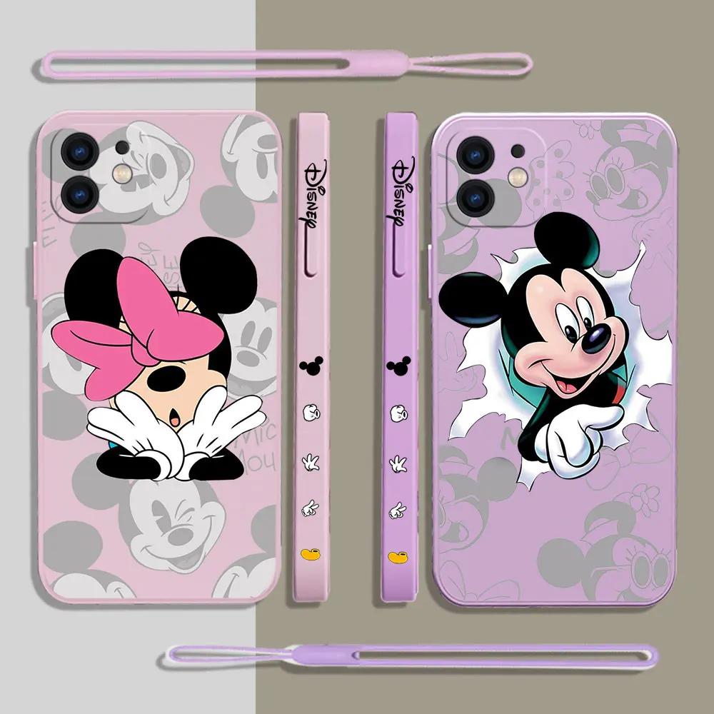

Disney Mickey Minnie Phone Case For Xiaomi Redmi Note 12 11 11T 10 10S 9 Pro Plus 10C 9A 9C 9T K40 K50 K60 4G 5G With Hand Strap