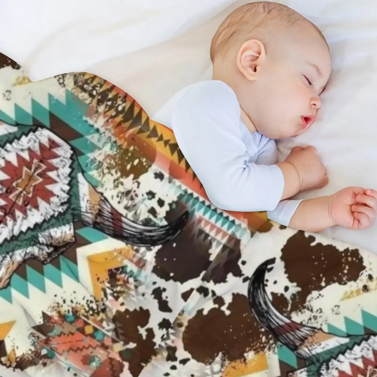 Ацтекское одеяло с принтом коровы и черепом быка декоративные одеяла на Хэллоуин