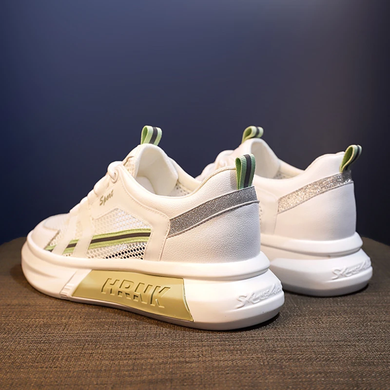 Real Soft Leather Mesh Breathable White Shoes Female Spring 2023 New  Students Casual Sports Shoes Women Shoes