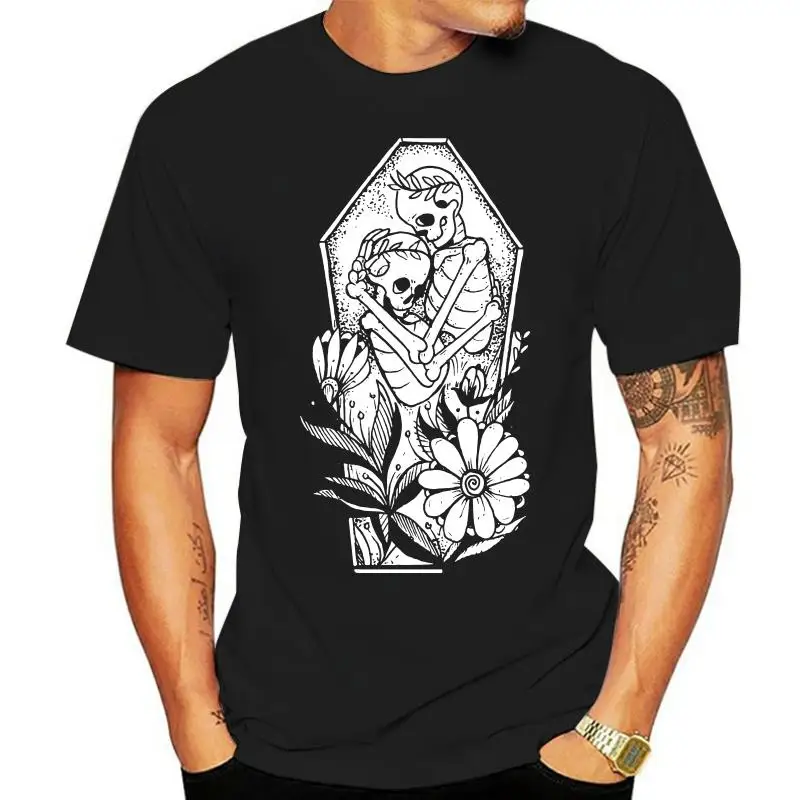 

Till Death Couple Skulls Fitted Men T-Shirt O-Neck Moscow Sleeve Harajuku Tops Shirts Casual T-Shirt Free Shipping