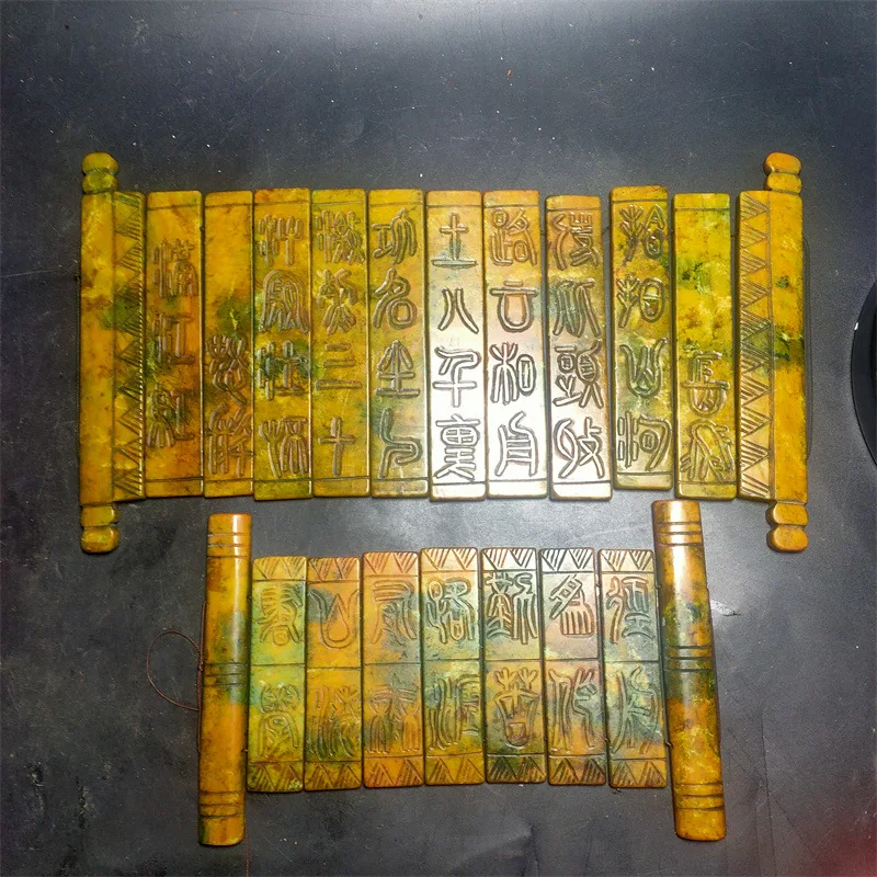 Старинные разнообразные антикварные потертые нефритовые резные Gaogu Jade освежающие надписи книга военной тематики винтажные нефритовые украшения