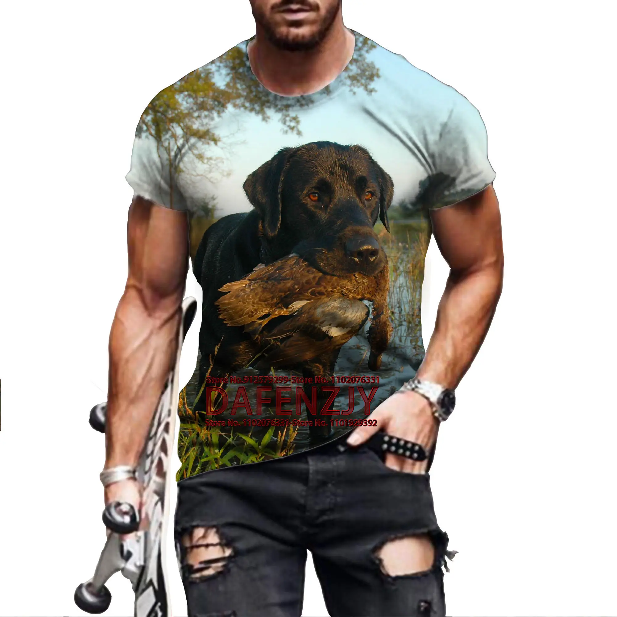 

Camouflage Hunting Animal Dog Rabbit Men's Summer Casual 3D T-Shirt Street Fashion Short Sleeve Pullover Hunter Shirts