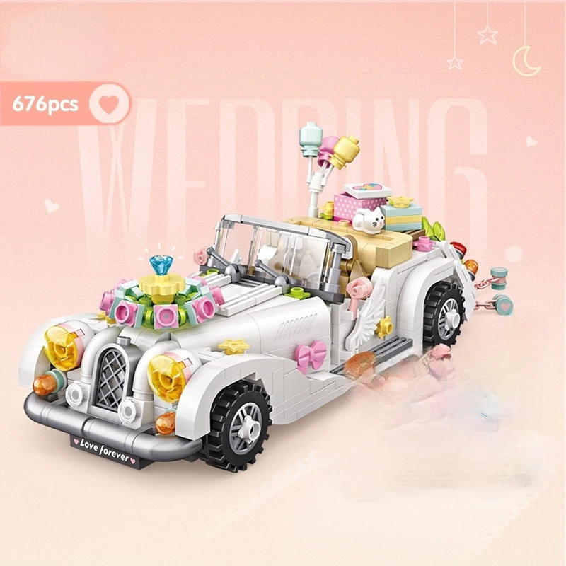 

Wedding Car Building Blocks Creative Diy girls boys gift small toy heilicopter/radio/tank/
