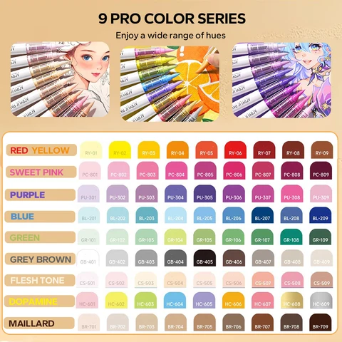Акриловые маркеры Pro Color Art, 9 цветов для творчества — фото устройства