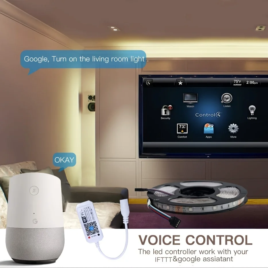 Умный Беспроводной Светодиодный Контроллер Wi-fi Совместимый С Alexa Google Home