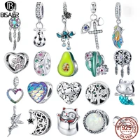bisaer 925 sterling silver heart star princess crown bowknot dream catcher charms beads fit silver 925 original bracelet jewelry
