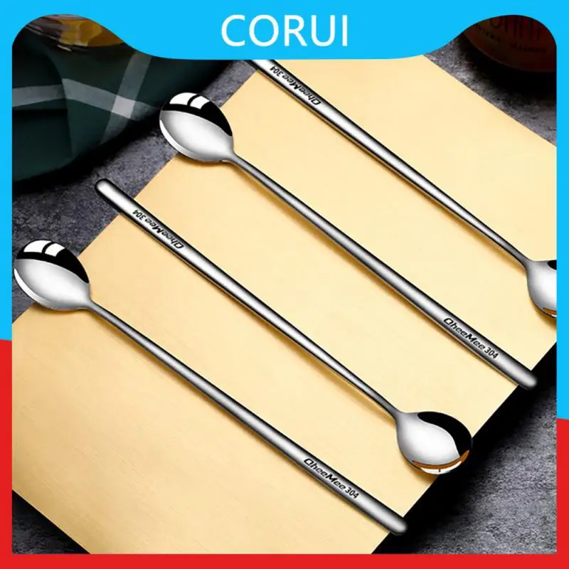 

Stainless Steel Multifunctional Dessert Scoop Long Handled Teaspoon Portable Stirring Spoon Tableware 304 Stainless Steel