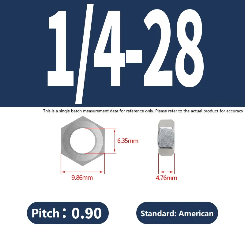 

4 #-40 6 #-32 8 #-32 10 #-24 12 #-24 1/4-20 1/4-28 5/16-18 5/16-24 304 Шестигранная гайка из нержавеющей стали по американскому стандарту