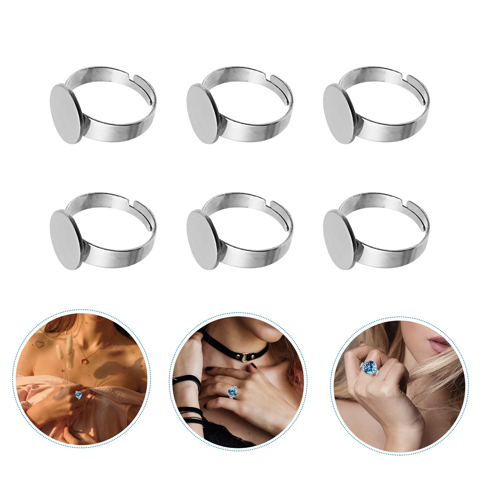 

Ring Rings Making Base Blanks Adjustableblank Jewelry Holder Diy Bases Finger Settings Bezel Empty Accessories Portable Compact
