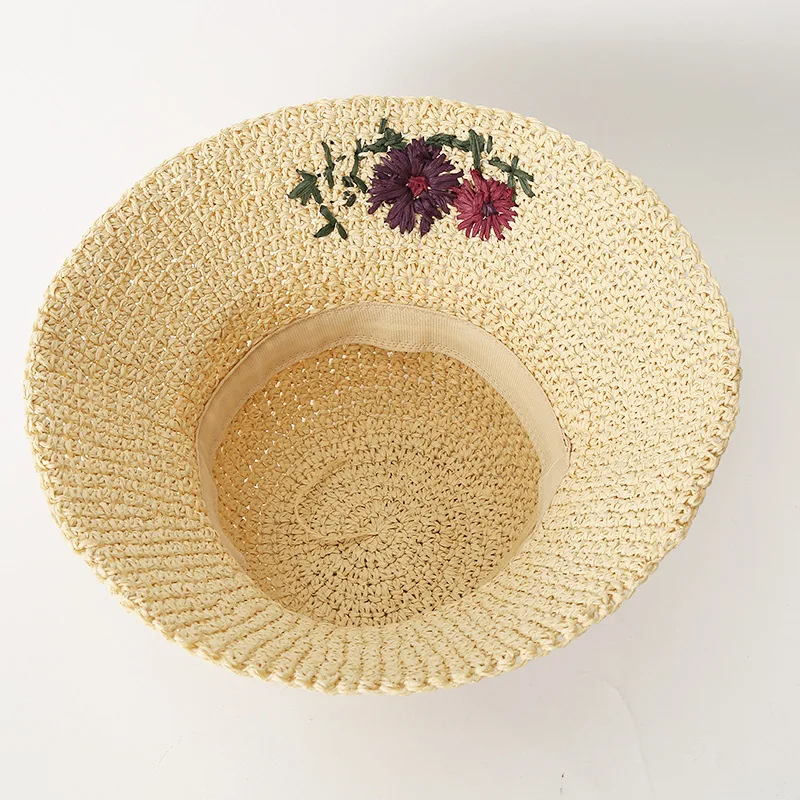 Шляпа женская Соломенная складная Панама от солнца ручной вязки из бумажного