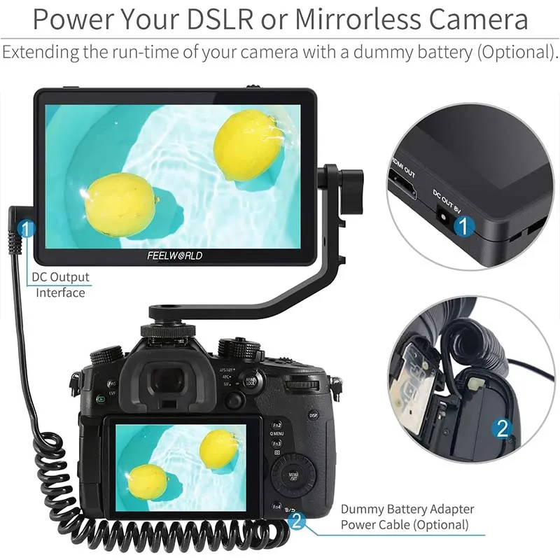 Фото FEELWORLD F6 PLUS V2 6-дюймовый DSLR-монитор с сенсорным экраном IPS FHD 1920x1080 Видео 4K-монитор для камеры Canon Nikon №5