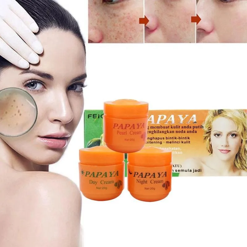 

3 Bottle/set Papaya Whitening Cream Day And Night And Pearl Cream Skin Care Moisturizer Anti-freckle Refreshing Cream