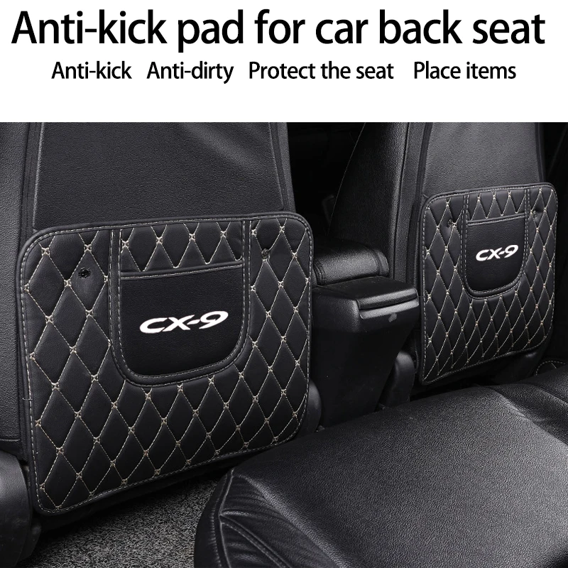 

PU Leather Anti-Kick Pad for Mazda Cx-9 Car Waterproof Seat Back Protector Cover Universal Car Anti Mud Dirt Pad Car Accessories