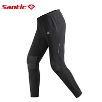 santic mens cycling pants winter fleece thermal biking tights windproof reflective mtb long pants men sport trousers asain size