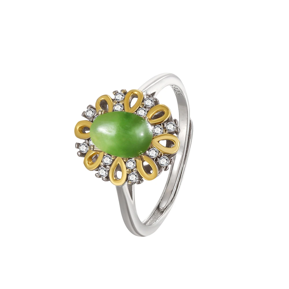 Кольцо из стерлингового серебра S925 с цветочным дизайном в сочетании