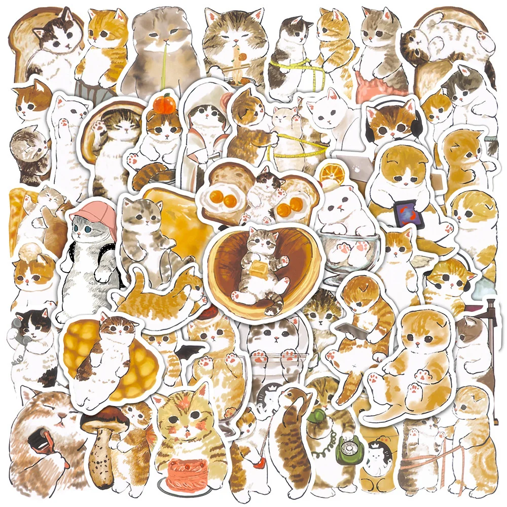 

10/30/50PCS Cat Cartoon Cute Stickers For Kids Toys Luggage Laptop Ipad Skateboard Journal Decoration Stickers Wholesale