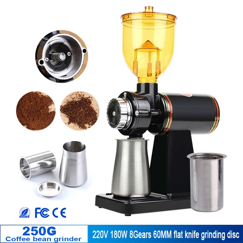 

220V 180W Home Mini Coffee Bean Grinder Commercial Italian Electric Bean Grinder Adjustable Coarse and Fine Grinder Grinder