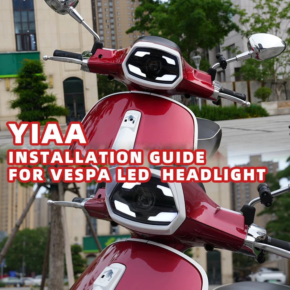 Фото Передняя светодиодная фара YIAALUX LED 101 для мотоцикла Vespa Sprint 125 150 S125, система освещения, светодиодные фары с ближним и дальним светом №2