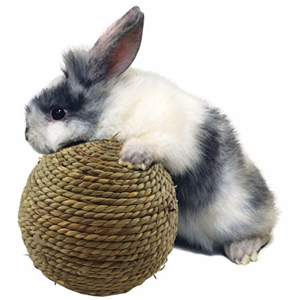 

Small Pet Chew Toys Natural Grass Ball Rabbit Hamster Chewing Bite Toys Parrot Teeth Cleaning Playing Toy Small Pets Product