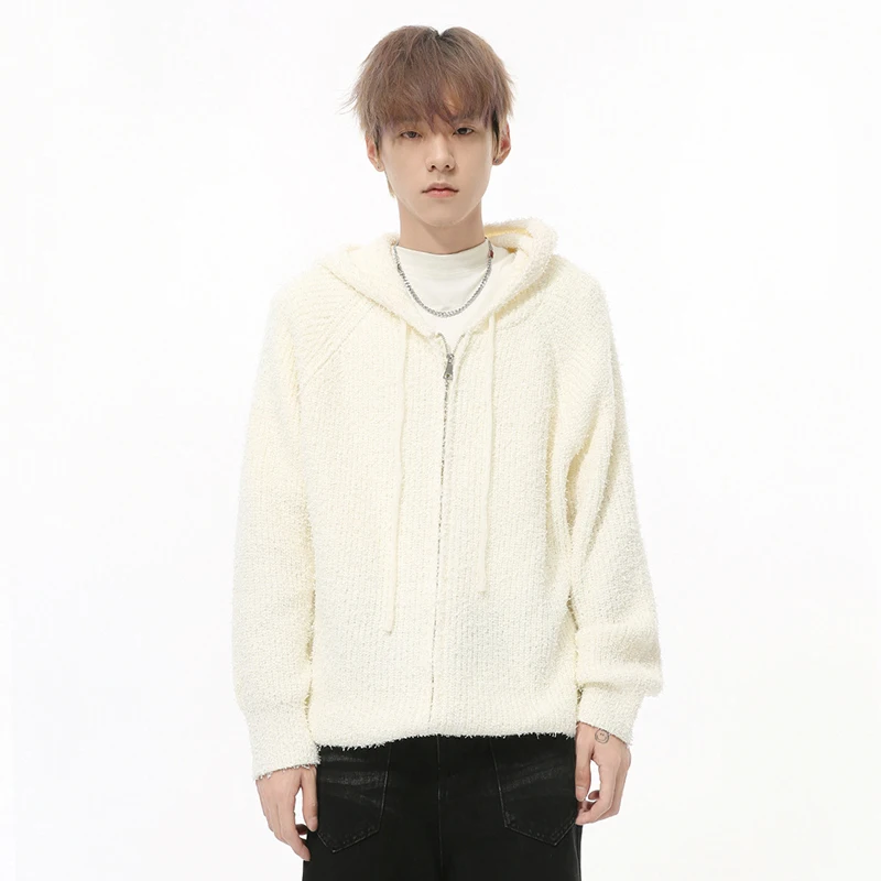 IEFB корейский стиль мужские свитера с капюшоном повседневные вязаные на молнии