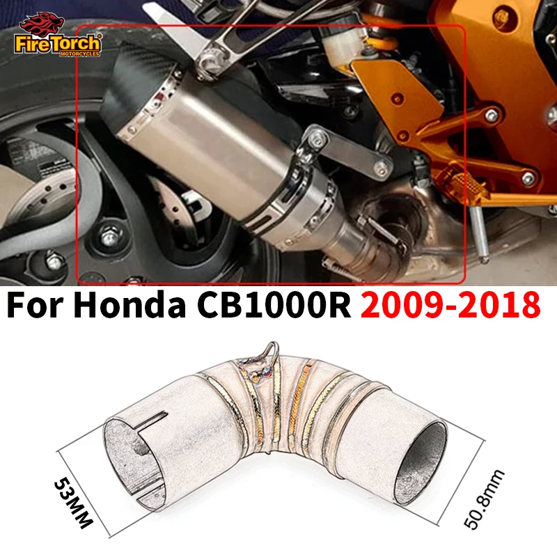 

For Honda CB1000R CBR 1000R 1000 2009-2018 Motorcycle Exhaust Muffler 51mm Modified Connect Tube Middle Link Pipe PitBike Elbow