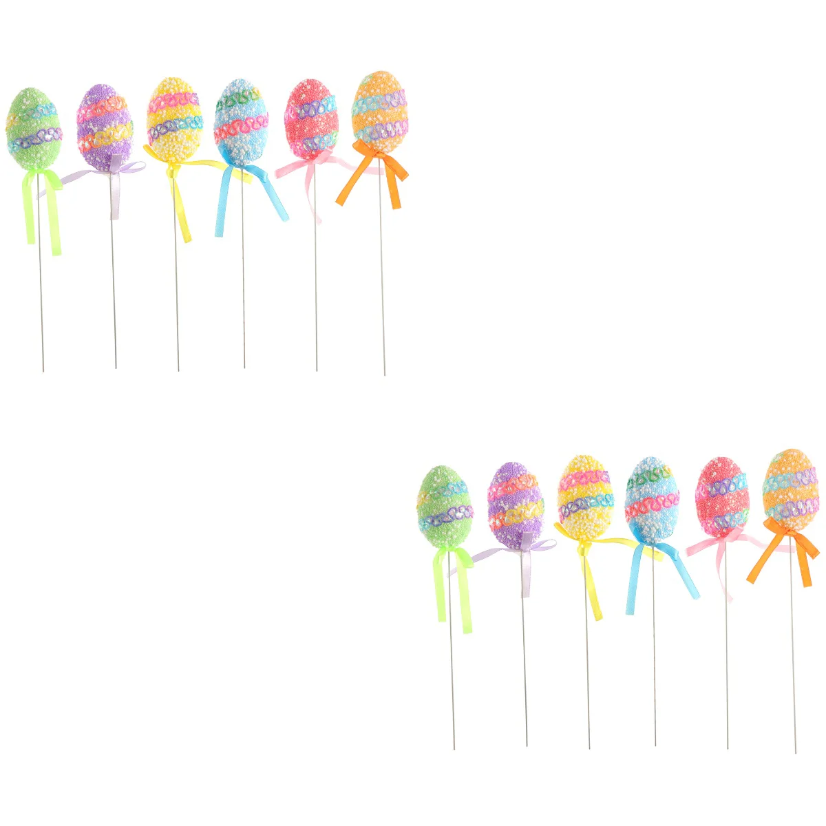 

12 pcs Colorful Easter Eggs Picks on Sticks for Holiday Home Party Decoration (Random Color)