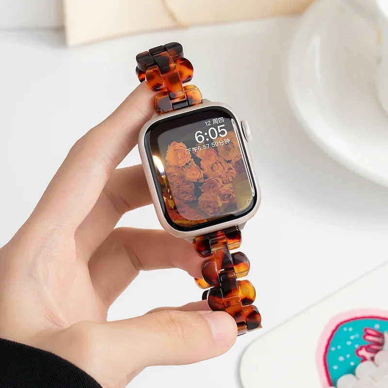 Фото Тонкий ремешок из смолы для Apple Watch, ремешок 45 мм ultra 2, 49 мм, 44-40 мм, 41 мм, 46 мм, браслет Glacier Link, браслет iwatch series 10/9/8/7/SE 6 5 4 №1