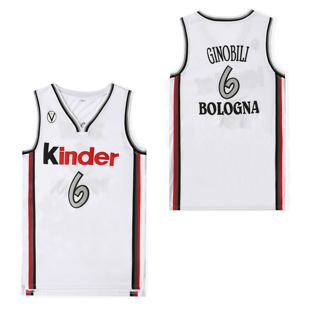 

BG Basketball jerseys Kinder 6 Ginobili Bologna High quality sewing embroidery Outdoor sports jersey White 2023 new