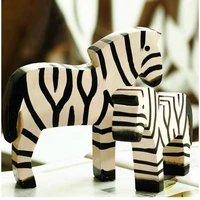 nordic animal wood carving creative home set two square horse home living room and dining room decorations ornaments