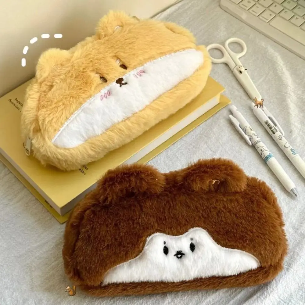 Плюшевый пенал для щенка корги большая вместительная сумка канцелярских